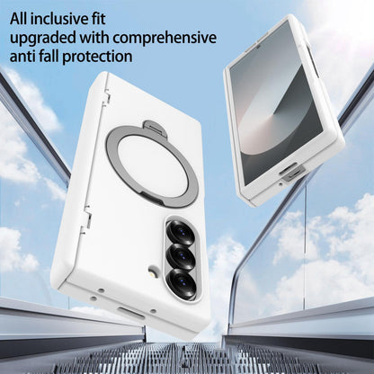 For Galaxy Z Fold6 Hinge 360 Rotation Magnetic Holder PC Phone Case, No Film - White - EDA009691803H