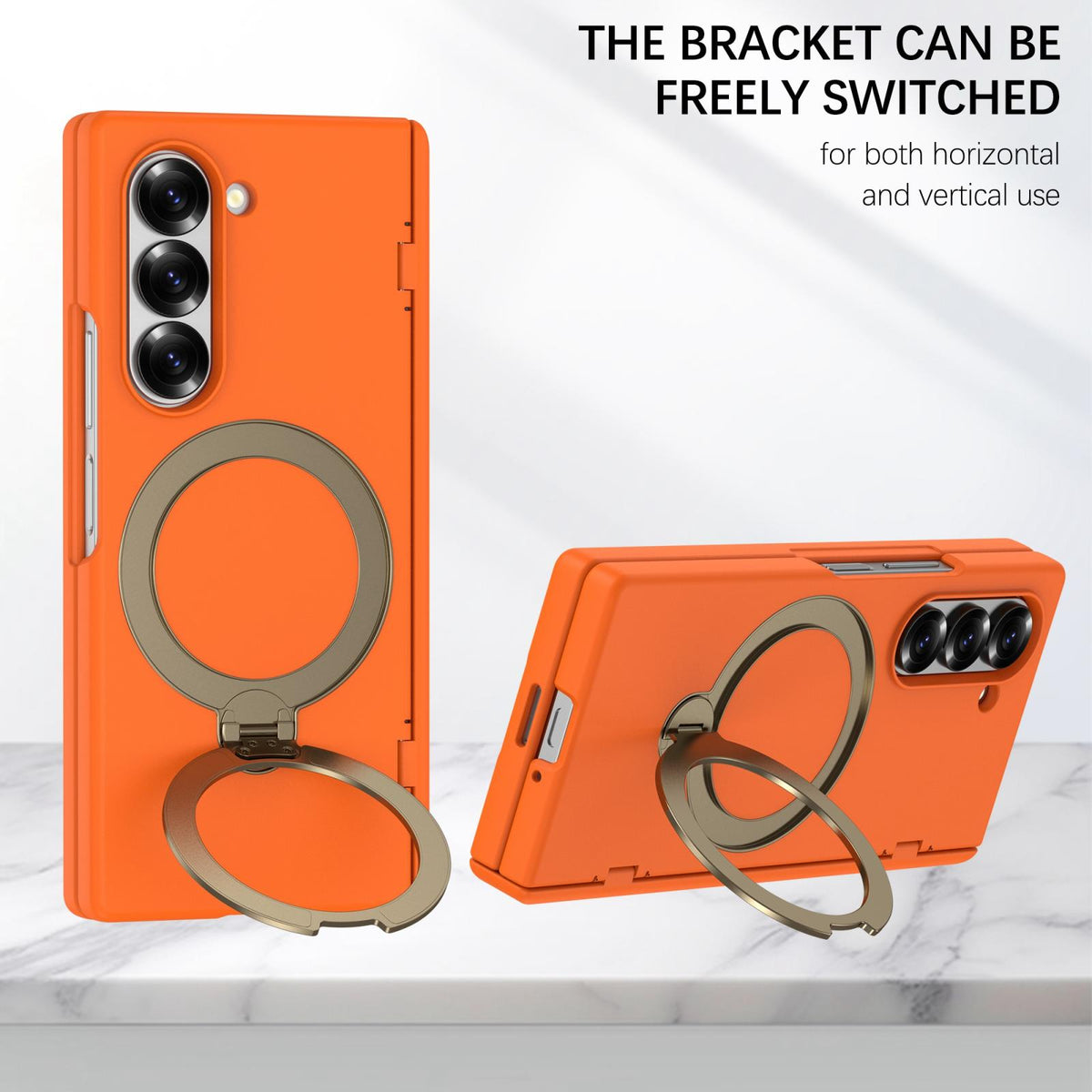 For Galaxy Z Fold6 Hinge 360 Rotation Magnetic Holder PC Phone Case, No Film - Orange - EDA009691803I