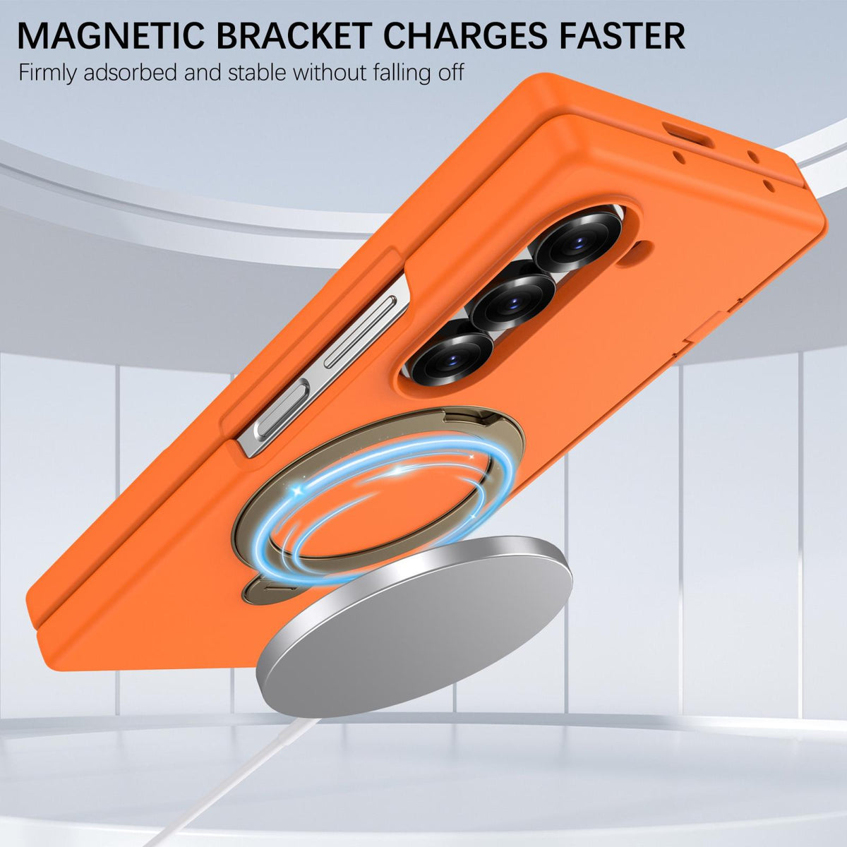 For Galaxy Z Fold6 Hinge 360 Rotation Magnetic Holder PC Phone Case, No Film - Orange - EDA009691803I