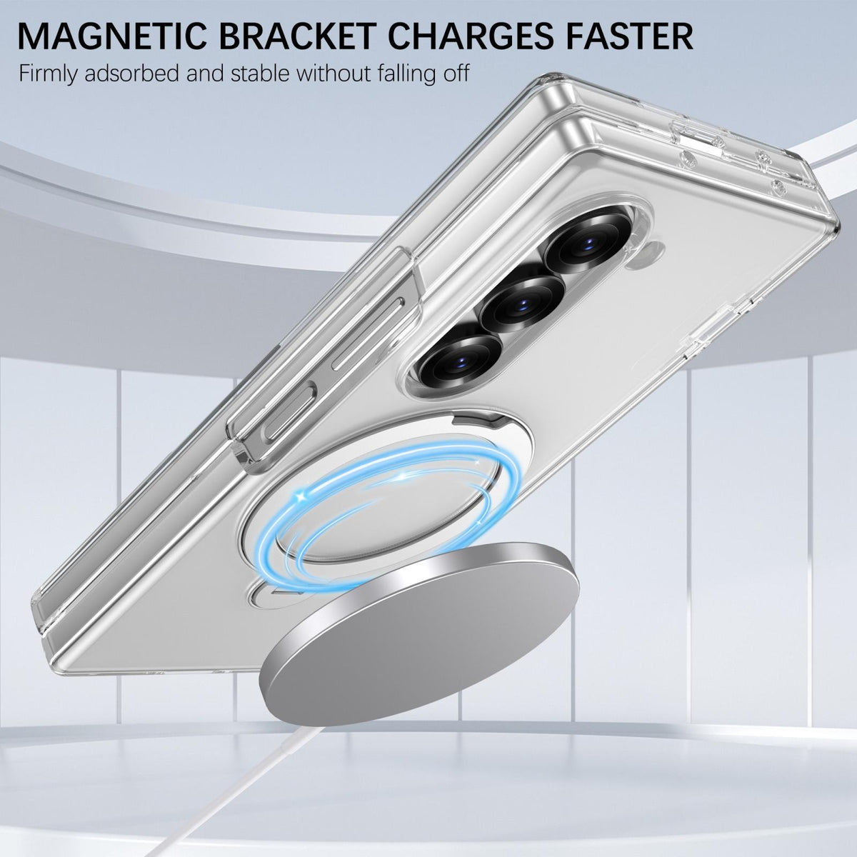 For Galaxy Z Fold6 Hinge 360 Rotation Magnetic Holder Integrated Film PC Phone Case - Transparent - EDA009692003B