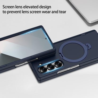 For Galaxy Z Fold6 Hinge 360 Rotation Magnetic Holder Integrated Film PC Phone Case - Dark Blue - EDA009692003D