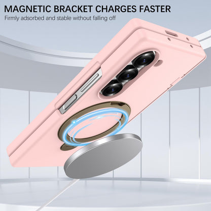 For Galaxy Z Fold6 Hinge 360 Rotation Magnetic Holder Integrated Film PC Phone Case - Pink - EDA009692003E
