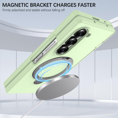For Galaxy Z Fold6 Hinge 360 Rotation Magnetic Holder Integrated Film PC Phone Case - Matcha Green - EDA009692003F