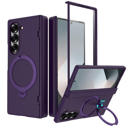 For Galaxy Z Fold6 Hinge 360 Rotation Magnetic Holder Integrated Film PC Phone Case - Dark Purple - EDA009692003G