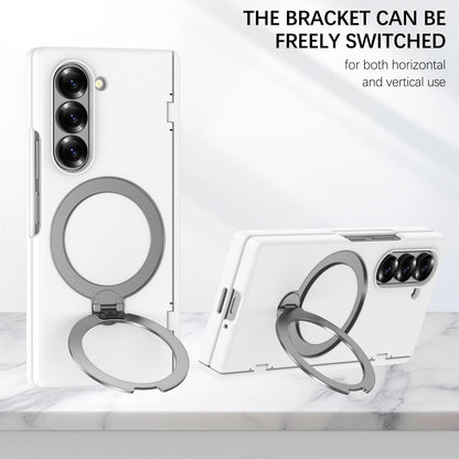 For Galaxy Z Fold6 Hinge 360 Rotation Magnetic Holder Integrated Film PC Phone Case - White - EDA009692003H