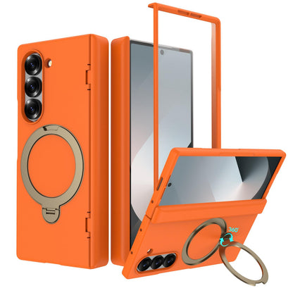 For Galaxy Z Fold6 Hinge 360 Rotation Magnetic Holder Integrated Film PC Phone Case - Orange - EDA009692003I