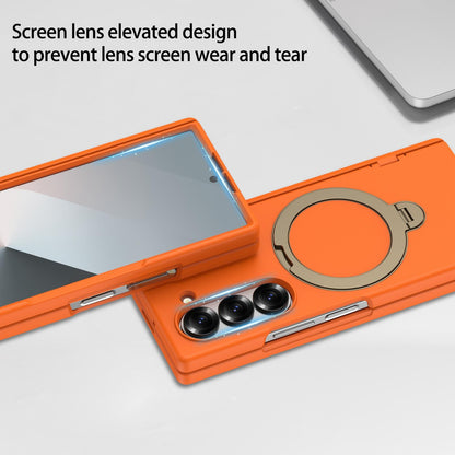 For Galaxy Z Fold6 Hinge 360 Rotation Magnetic Holder Integrated Film PC Phone Case - Orange - EDA009692003I