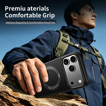 For iPhone 18 Pro / 17 Pro 360 Degree Rotation Holder Magnetic Vegan Leather Phone Case - Black - EDA009692205A