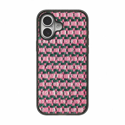 For iPhone 17 Denim Knit Printed Acrylic TPU Phone Case - Pink Green Woven - EDA009692603E