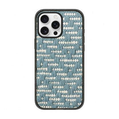 For iPhone 12 Pro Max Denim Knit Printed Acrylic TPU Phone Case - Light Blue Knit Stripe - EDA009692621C