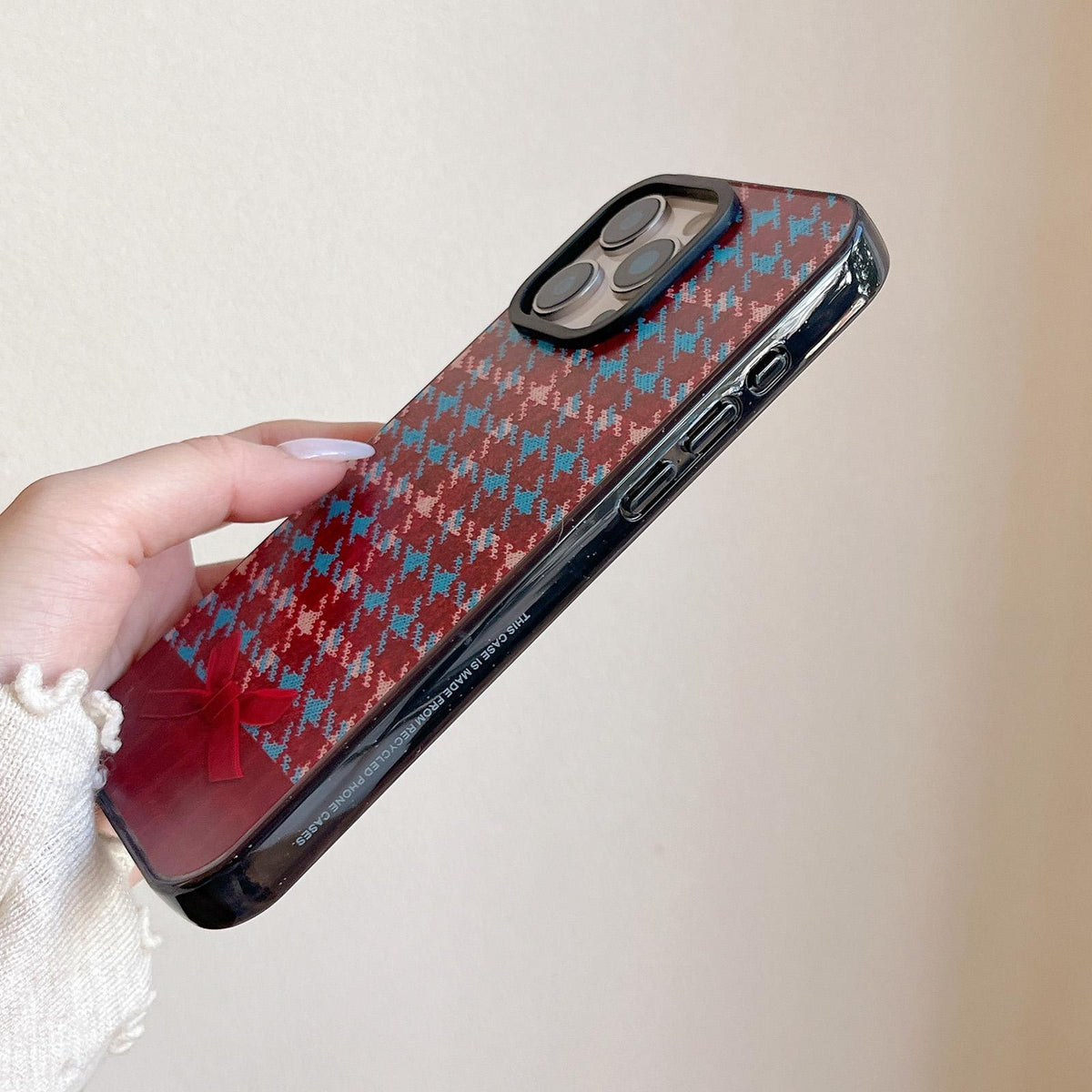 For iPhone 15 Plus Denim Knit Printed Acrylic TPU Phone Case - Cowboy Leopard Print - EDA009692611A