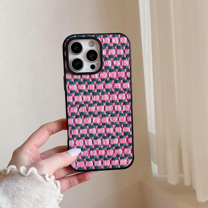 For iPhone 14 Pro Denim Knit Printed Acrylic TPU Phone Case - Cowboy Leopard Print - EDA009692615A