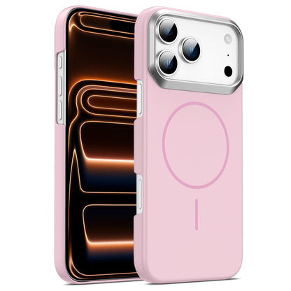 For iPhone 18 Pro / 17 Pro Gold Armor PC Thin Circle MagSafe Shockproof Phone Case - Pink - EDA009692701A