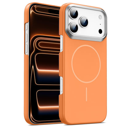 For iPhone 18 Pro / 17 Pro Gold Armor PC Thin Circle MagSafe Shockproof Phone Case - Orange - EDA009692701E
