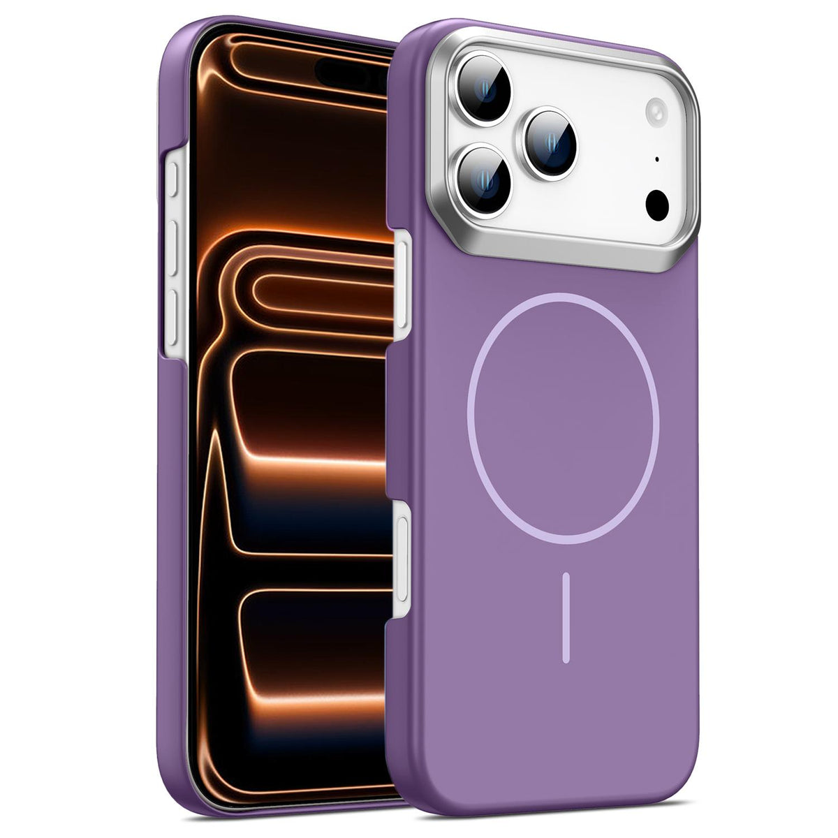 For iPhone 18 Pro / 17 Pro Gold Armor PC Thin Circle MagSafe Shockproof Phone Case - Purple - EDA009692701F