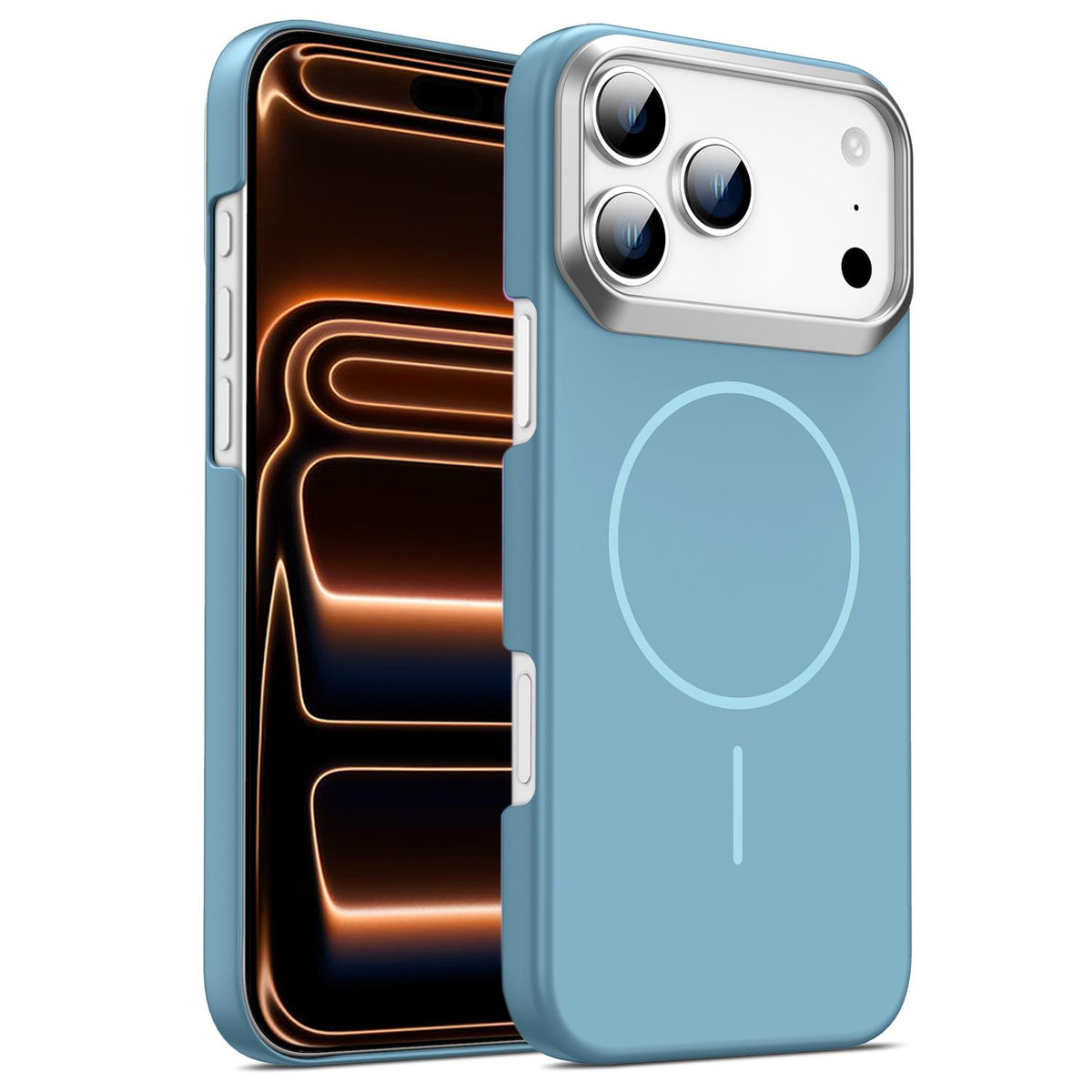 For iPhone 18 Pro / 17 Pro Gold Armor PC Thin Circle MagSafe Shockproof Phone Case - Ocean Blue - EDA009692701G