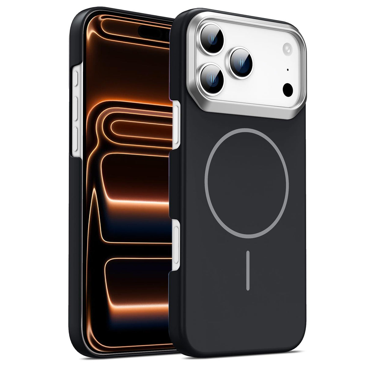 For iPhone 18 Pro / 17 Pro Gold Armor PC Thin Circle MagSafe Shockproof Phone Case - Black - EDA009692701I