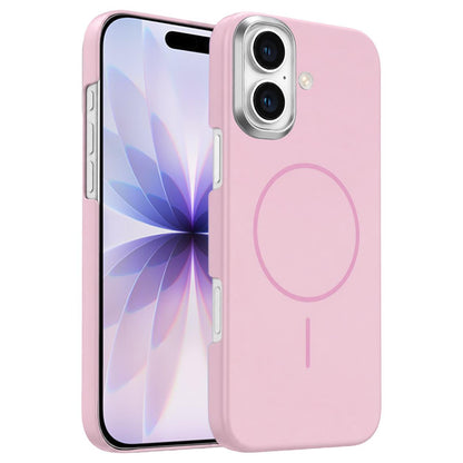 For iPhone 17 Gold Armor PC Thin Circle MagSafe Shockproof Phone Case - Pink - EDA009692702A