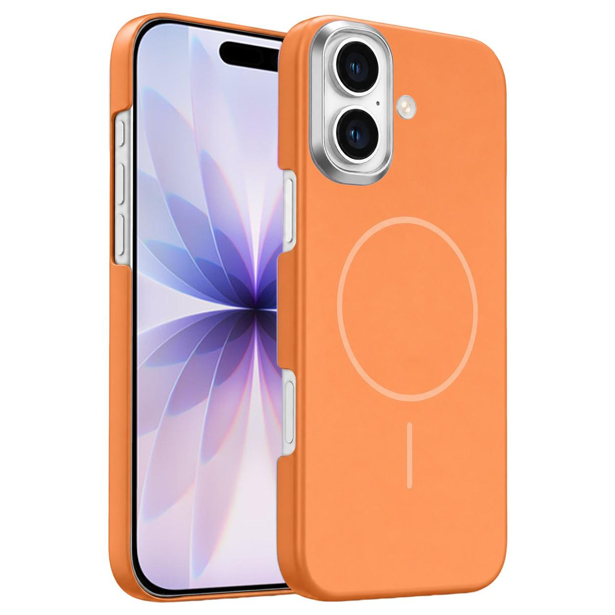 For iPhone 17 Gold Armor PC Thin Circle MagSafe Shockproof Phone Case - Orange - EDA009692702E
