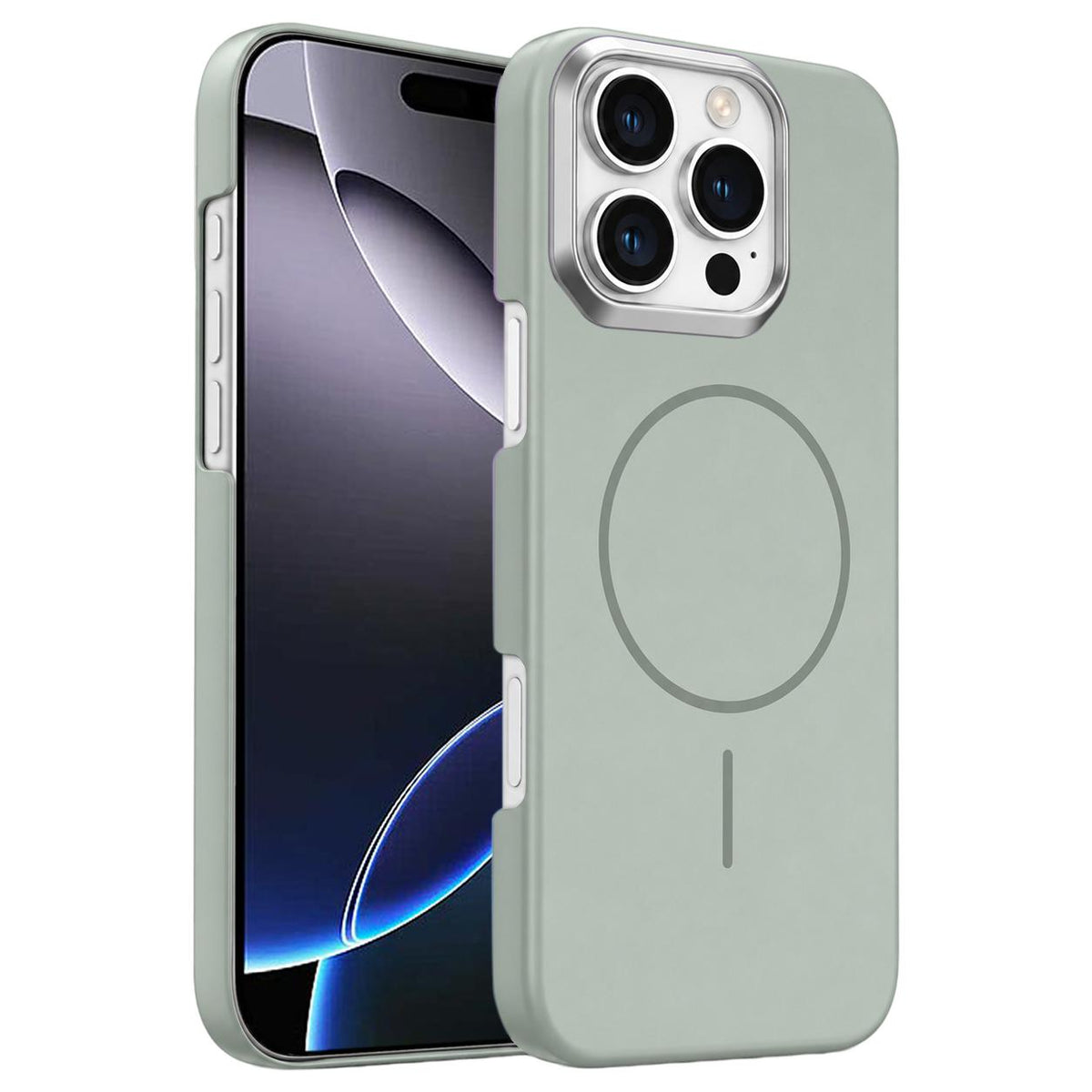 For iPhone 16 Pro Max Gold Armor PC Thin Circle MagSafe Shockproof Phone Case - Titanium Gray - EDA009692703C