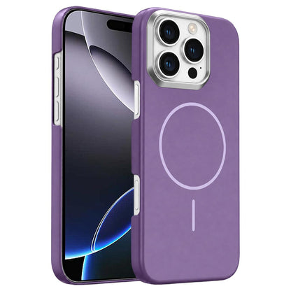 For iPhone 16 Pro Max Gold Armor PC Thin Circle MagSafe Shockproof Phone Case - Purple - EDA009692703F