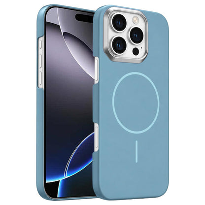 For iPhone 16 Pro Max Gold Armor PC Thin Circle MagSafe Shockproof Phone Case - Ocean Blue - EDA009692703G