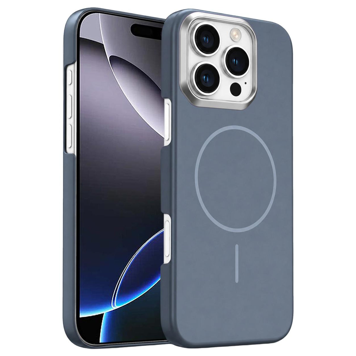 For iPhone 16 Pro Max Gold Armor PC Thin Circle MagSafe Shockproof Phone Case - Carbon Grey - EDA009692703H