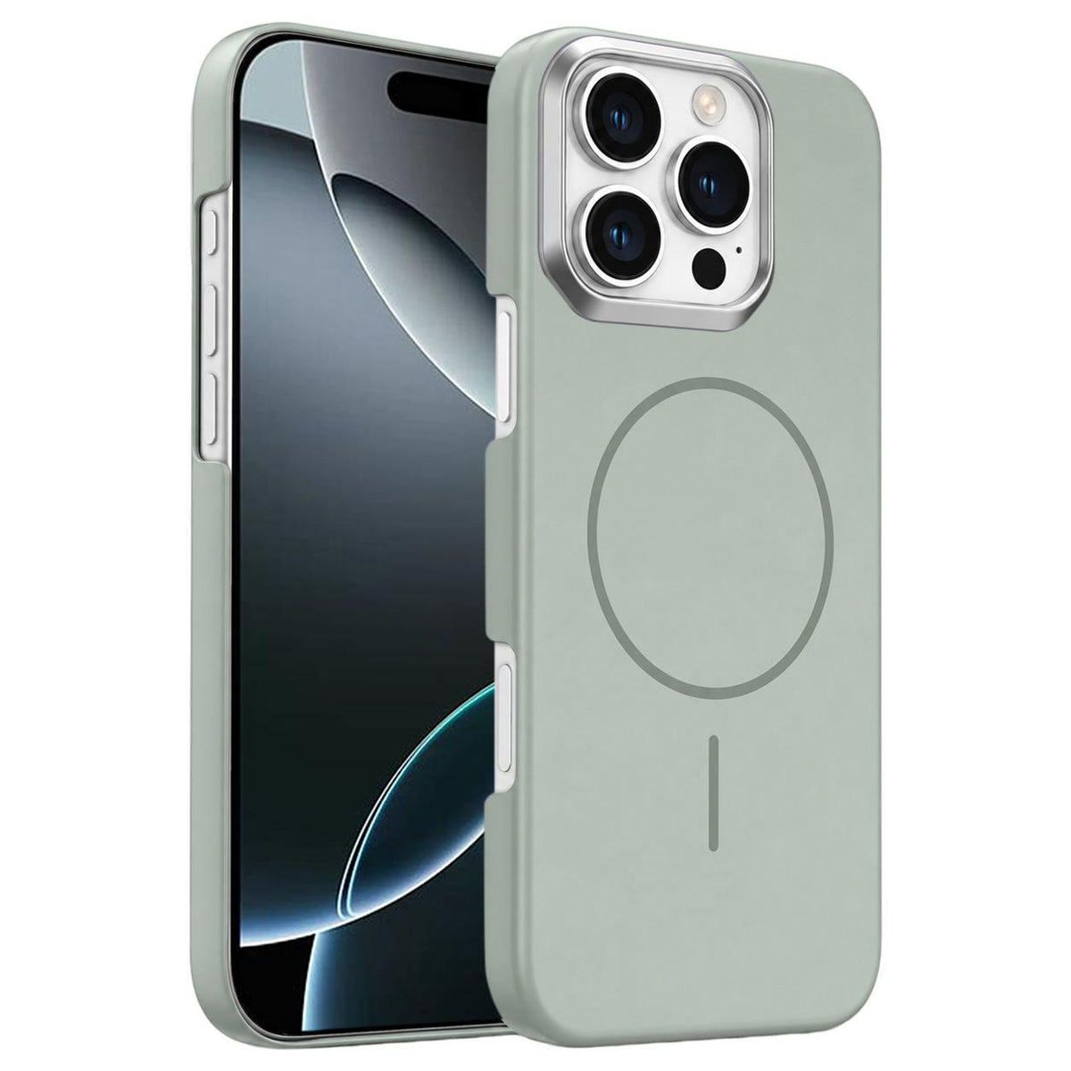 For iPhone 16 Pro Gold Armor PC Thin Circle MagSafe Shockproof Phone Case - Titanium Gray - EDA009692704C