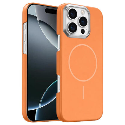For iPhone 16 Pro Gold Armor PC Thin Circle MagSafe Shockproof Phone Case - Orange - EDA009692704E