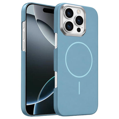 For iPhone 16 Pro Gold Armor PC Thin Circle MagSafe Shockproof Phone Case - Ocean Blue - EDA009692704G