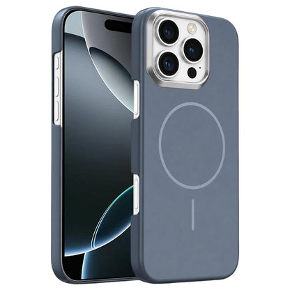 For iPhone 16 Pro Gold Armor PC Thin Circle MagSafe Shockproof Phone Case - Carbon Grey - EDA009692704H