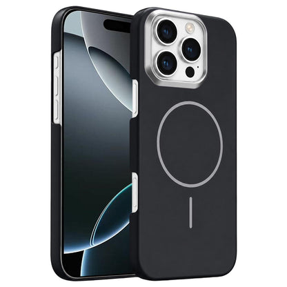 For iPhone 16 Pro Gold Armor PC Thin Circle MagSafe Shockproof Phone Case - Black - EDA009692704I
