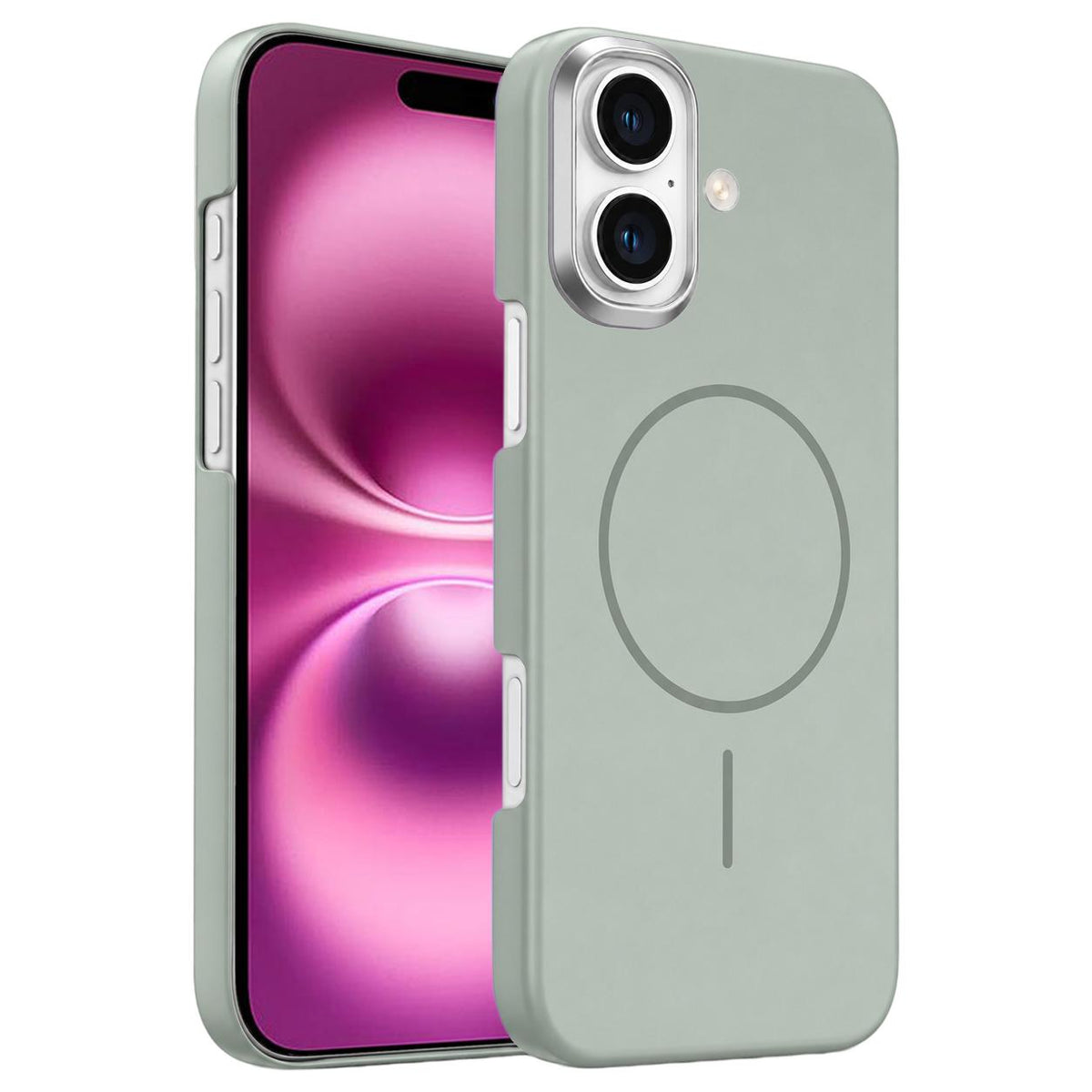 For iPhone 16 Plus Gold Armor PC Thin Circle MagSafe Shockproof Phone Case - Titanium Gray - EDA009692705C