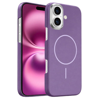 For iPhone 16 Plus Gold Armor PC Thin Circle MagSafe Shockproof Phone Case - Purple - EDA009692705F