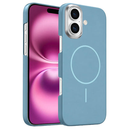 For iPhone 16 Plus Gold Armor PC Thin Circle MagSafe Shockproof Phone Case - Ocean Blue - EDA009692705G