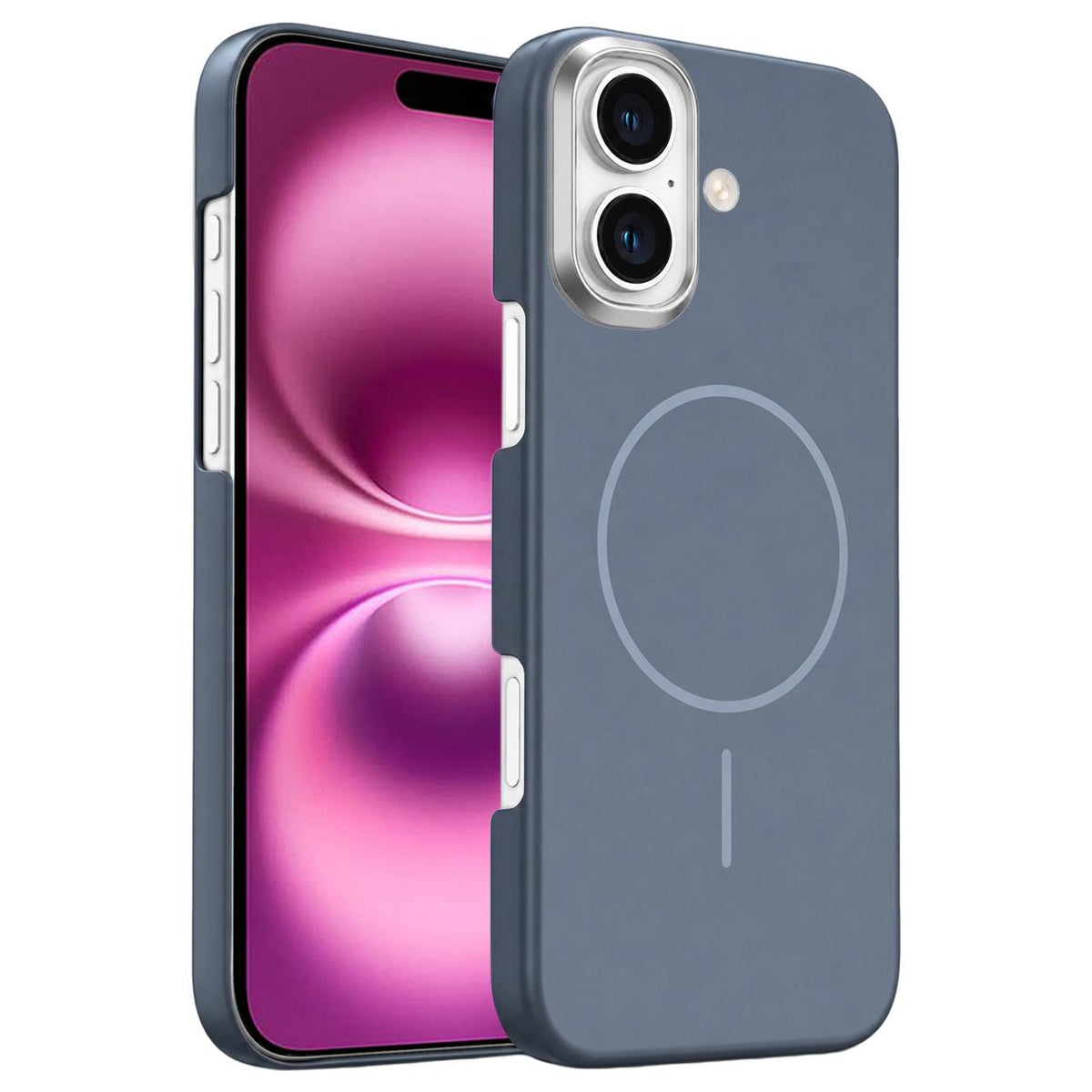For iPhone 16 Plus Gold Armor PC Thin Circle MagSafe Shockproof Phone Case - Carbon Grey - EDA009692705H