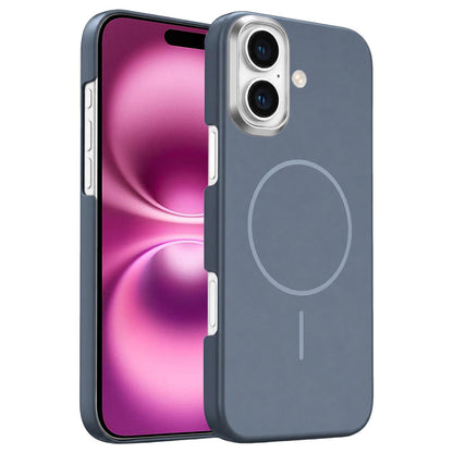 For iPhone 16 Plus Gold Armor PC Thin Circle MagSafe Shockproof Phone Case - Carbon Grey - EDA009692705H
