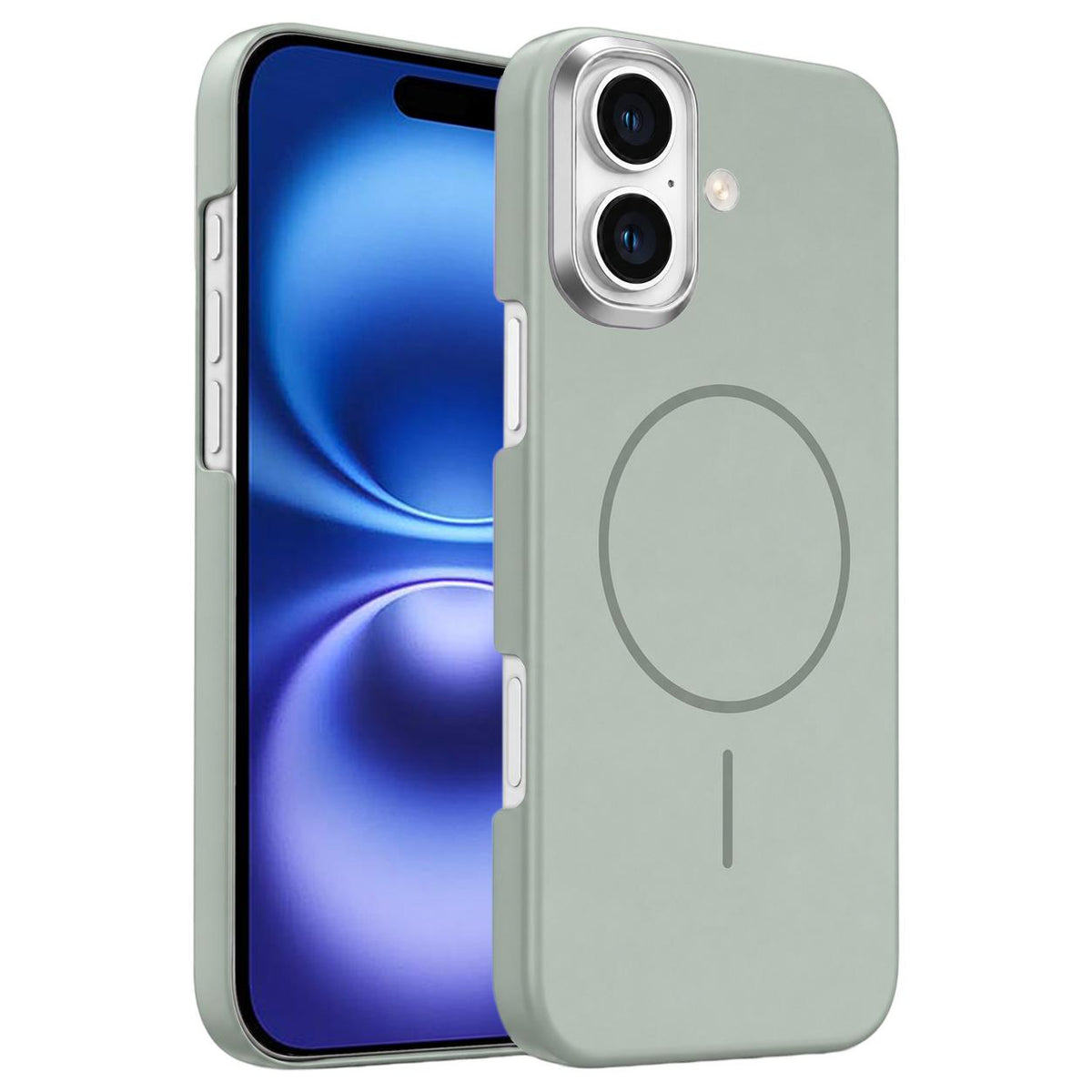 For iPhone 16 Gold Armor PC Thin Circle MagSafe Shockproof Phone Case - Titanium Gray - EDA009692706C