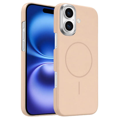 For iPhone 16 Gold Armor PC Thin Circle MagSafe Shockproof Phone Case - Desert Gold - EDA009692706D