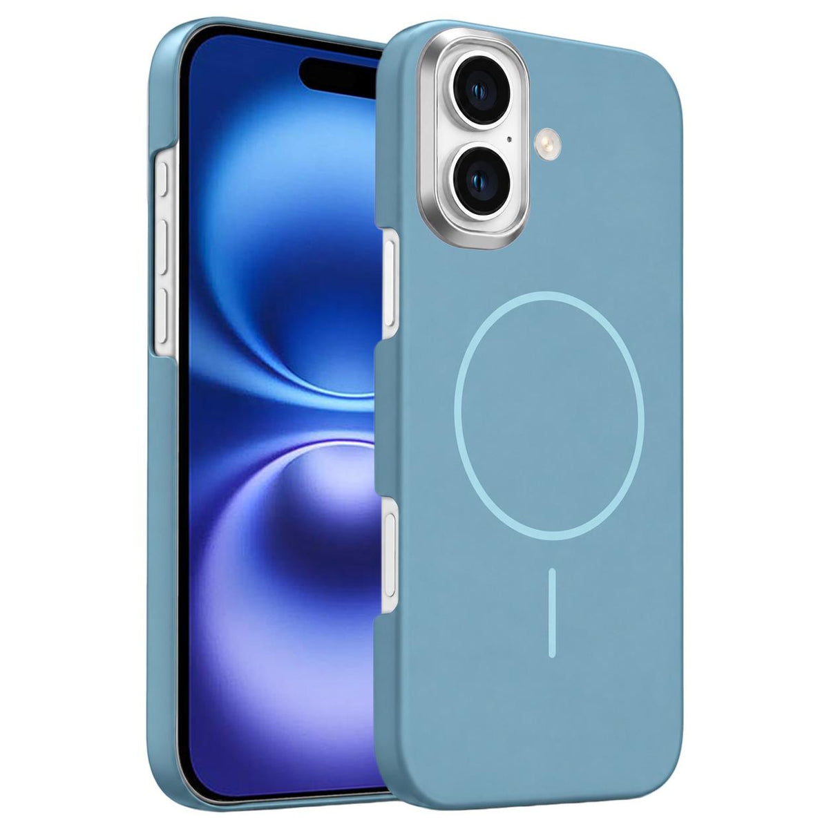 For iPhone 16 Gold Armor PC Thin Circle MagSafe Shockproof Phone Case - Ocean Blue - EDA009692706G