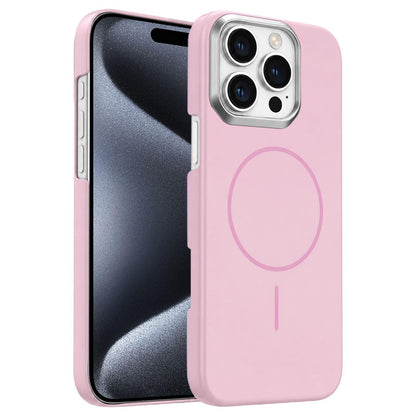 For iPhone 15 Pro Max Gold Armor PC Thin Circle MagSafe Shockproof Phone Case - Pink - EDA009692707A