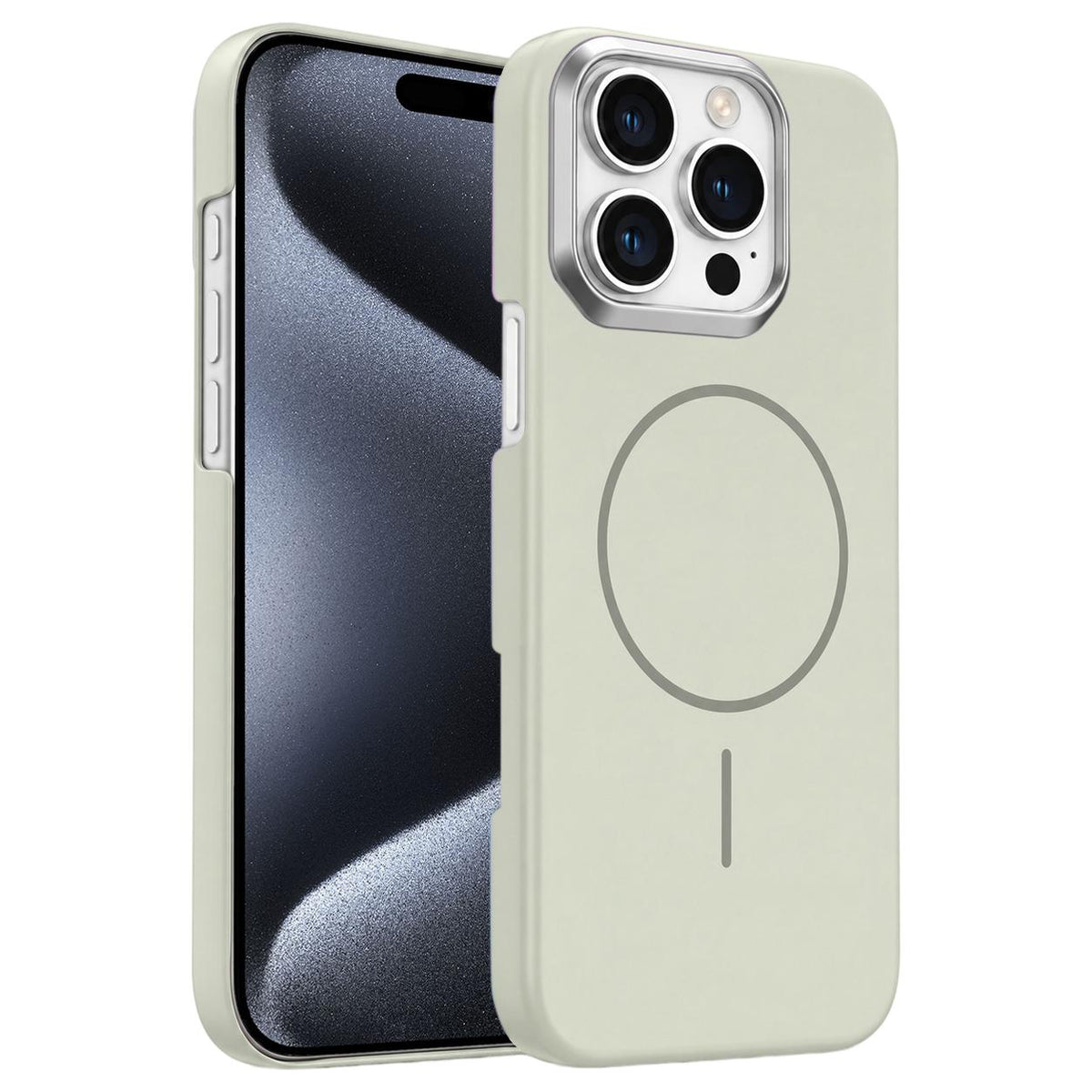 For iPhone 15 Pro Max Gold Armor PC Thin Circle MagSafe Shockproof Phone Case - Summit Stone - EDA009692707B