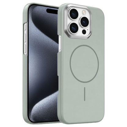 For iPhone 15 Pro Max Gold Armor PC Thin Circle MagSafe Shockproof Phone Case - Titanium Gray - EDA009692707C
