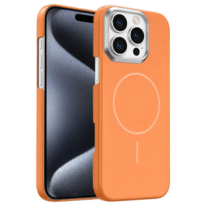 For iPhone 15 Pro Max Gold Armor PC Thin Circle MagSafe Shockproof Phone Case - Orange - EDA009692707E