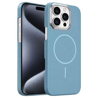 For iPhone 15 Pro Max Gold Armor PC Thin Circle MagSafe Shockproof Phone Case - Ocean Blue - EDA009692707G