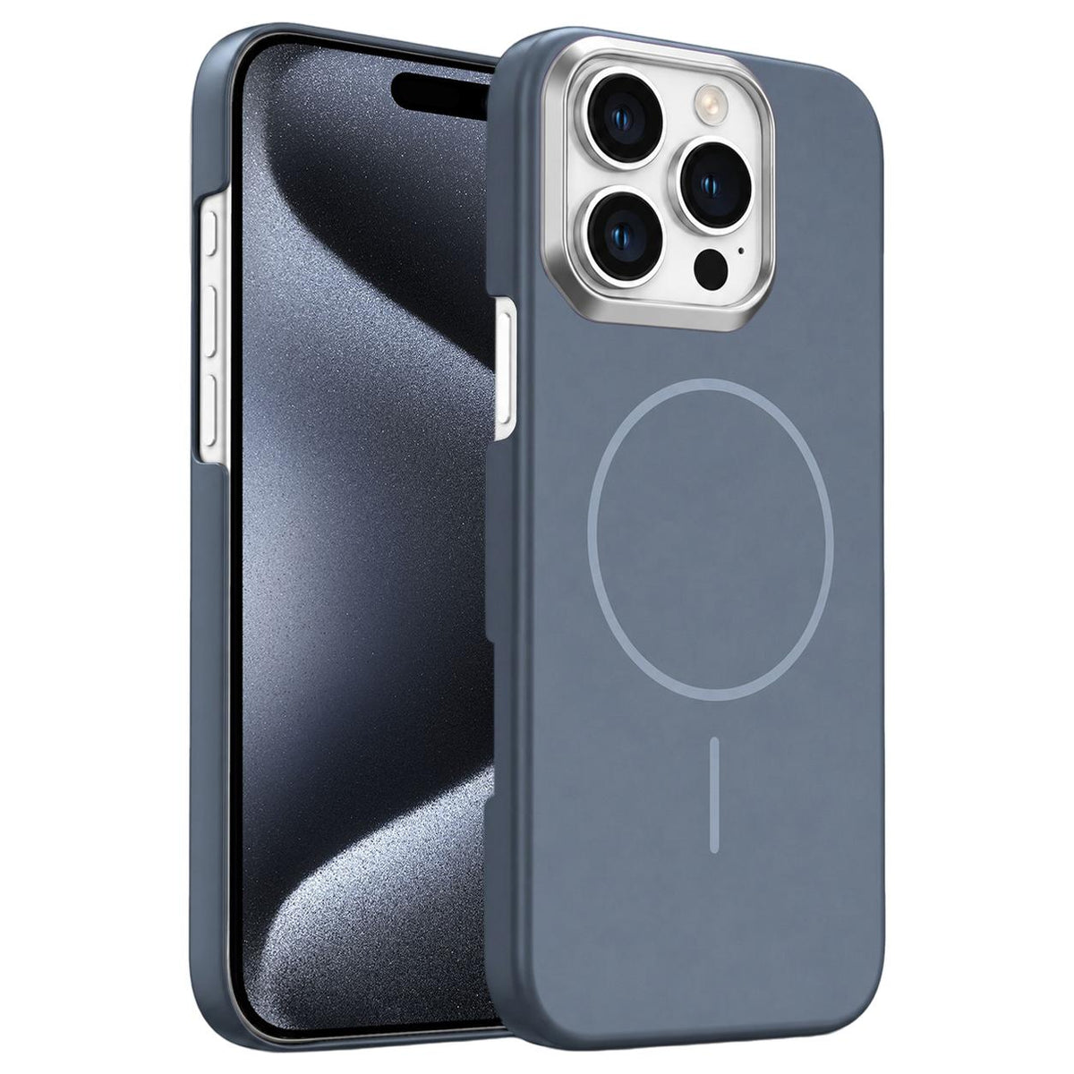 For iPhone 15 Pro Max Gold Armor PC Thin Circle MagSafe Shockproof Phone Case - Carbon Grey - EDA009692707H