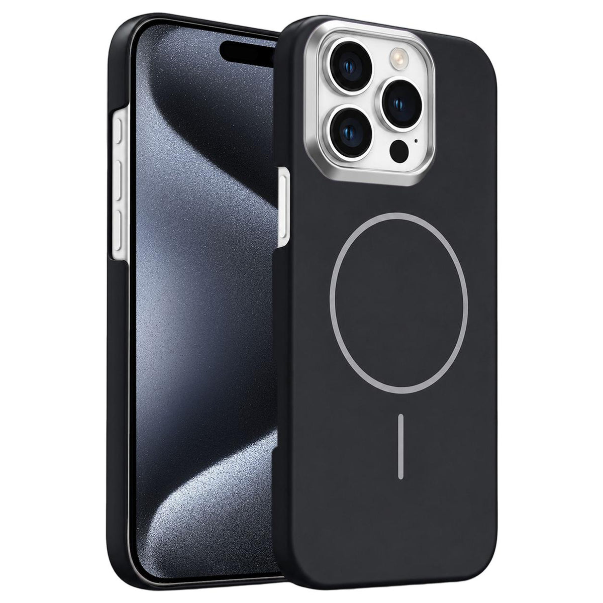 For iPhone 15 Pro Max Gold Armor PC Thin Circle MagSafe Shockproof Phone Case - Black - EDA009692707I