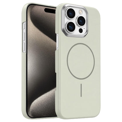 For iPhone 15 Pro Gold Armor PC Thin Circle MagSafe Shockproof Phone Case - Summit Stone - EDA009692708B