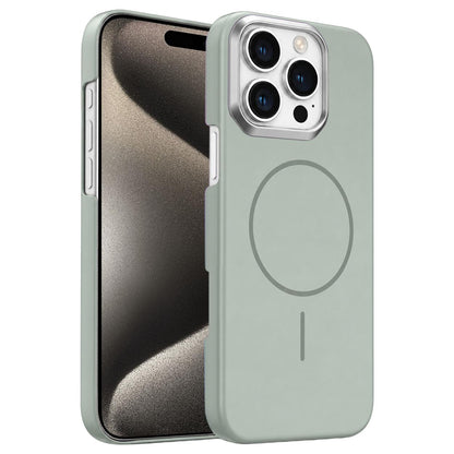 For iPhone 15 Pro Gold Armor PC Thin Circle MagSafe Shockproof Phone Case - Titanium Gray - EDA009692708C
