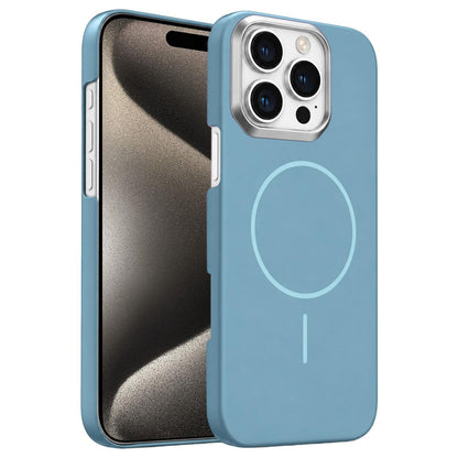 For iPhone 15 Pro Gold Armor PC Thin Circle MagSafe Shockproof Phone Case - Ocean Blue - EDA009692708G
